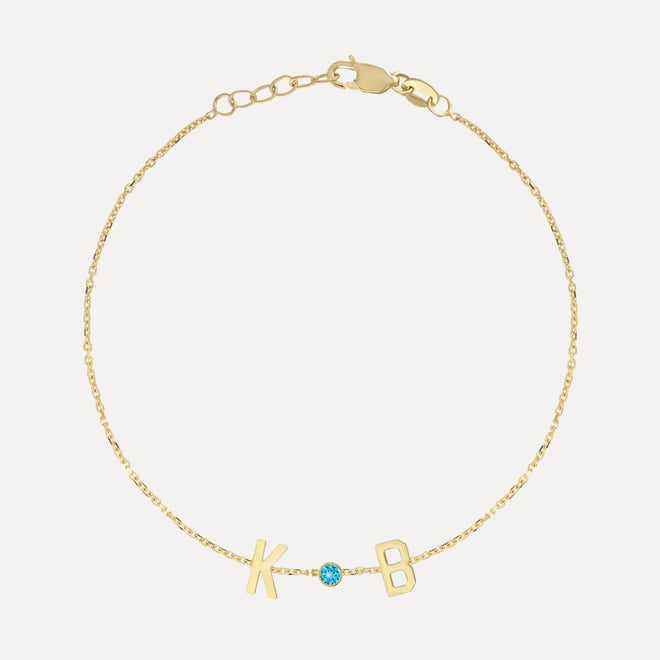 Mini Letter & Birthstone Bracelet