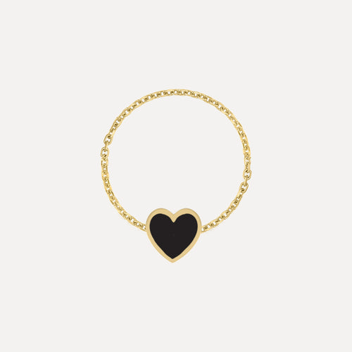 Mini Enamel Heart Chain Ring