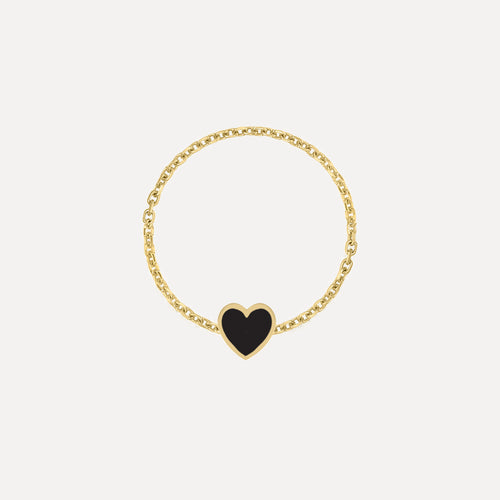 Mini Mini Enamel Heart Chain Ring