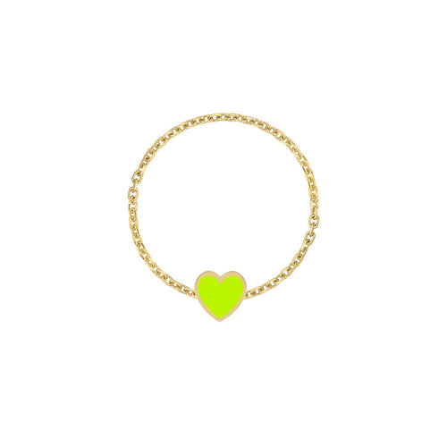 Mini Mini Enamel Heart Chain Ring