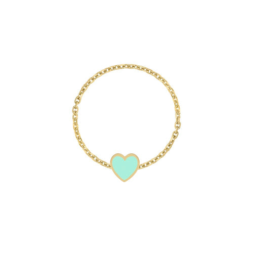 Mini Mini Enamel Heart Chain Ring