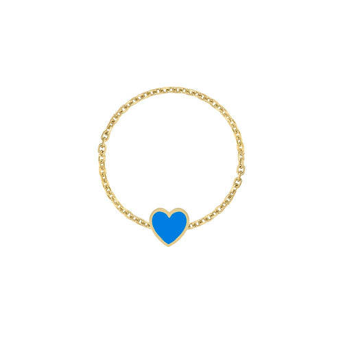 Mini Mini Enamel Heart Chain Ring