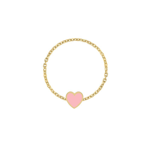 Mini Mini Enamel Heart Chain Ring