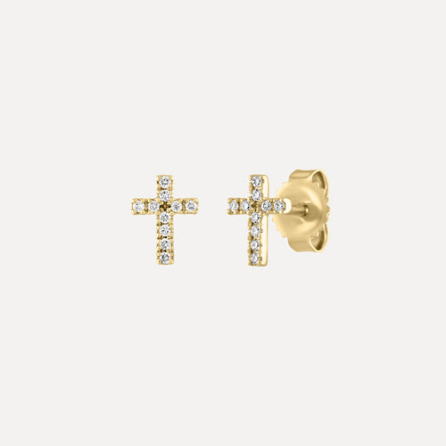 Mini Pave Cross Studs