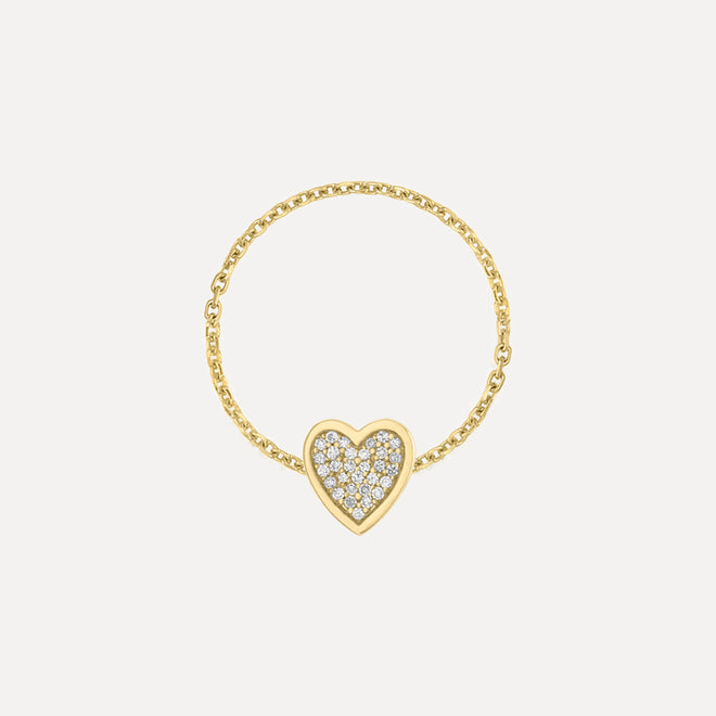 Mini Pave Heart Chain Ring