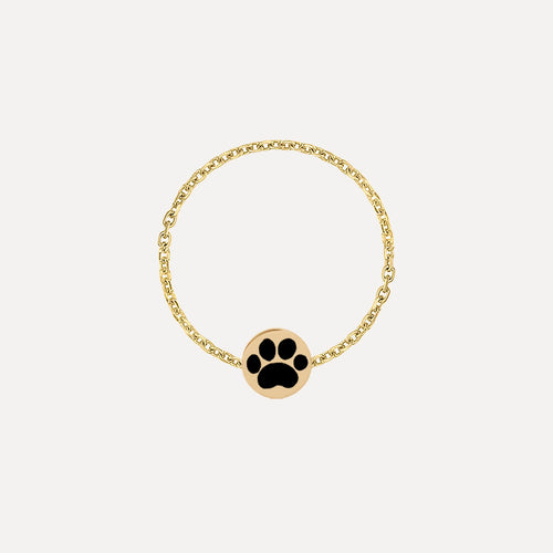 Mini Enamel Paw Chain Ring