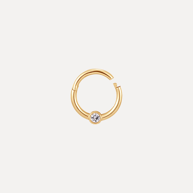 White Topaz Seamless Hoop Earring by Kelly Bello Design