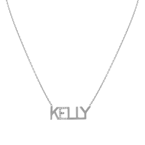 Diamond Accent Nameplate Necklace (custom) - Kelly Bello Design