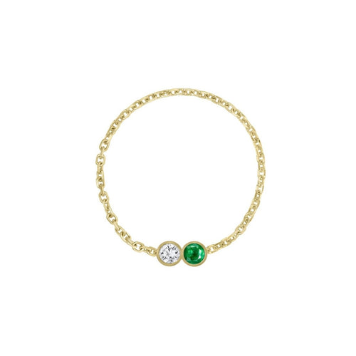 Double Birthstone Bezel Chain Ring - Kelly Bello Design