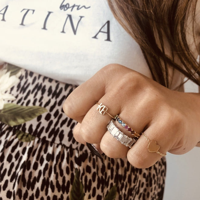 Double Mini Letter Ring - Kelly Bello Design