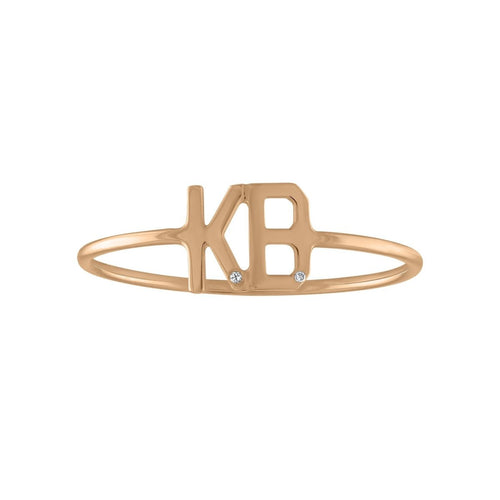 Double Mini Letter Ring - Kelly Bello Design