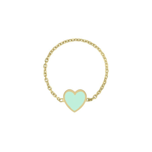 Enamel Heart Chain Ring - Kelly Bello Design