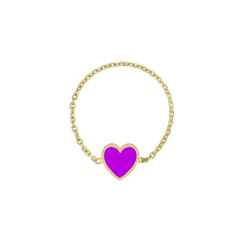 Enamel Heart Chain Ring - Kelly Bello Design