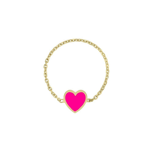 Enamel Heart Chain Ring - Kelly Bello Design