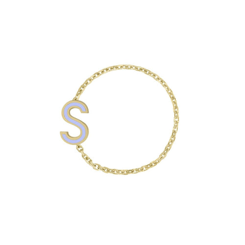 Enamel Letter Chain Ring - Kelly Bello Design