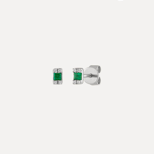 Emerald + Diamond Cluster Studs