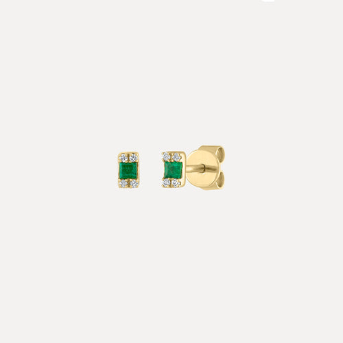 Emerald + Diamond Cluster Studs