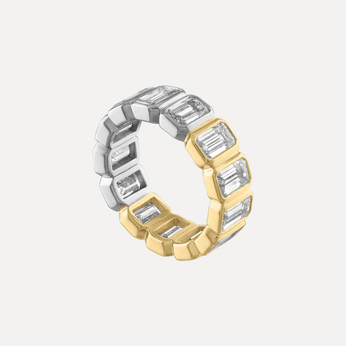 Emerald Bezel Eternity Band - Two Tone