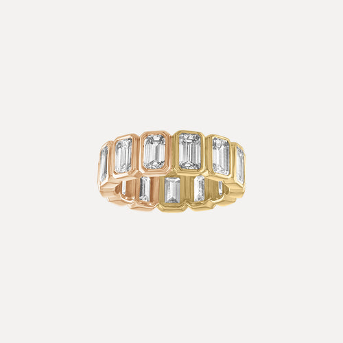 Emerald Bezel Eternity Band - Two Tone