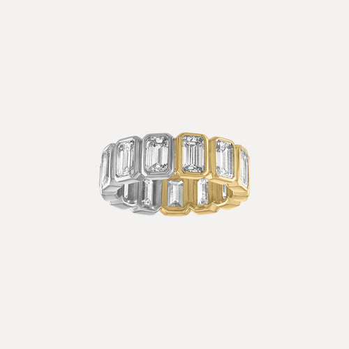 Emerald Bezel Eternity Band - Two Tone