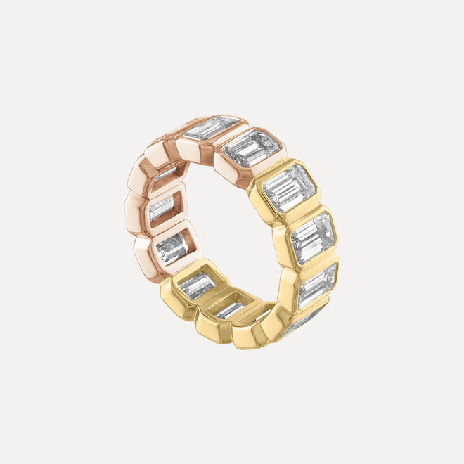 Emerald Bezel Eternity Band - Two Tone