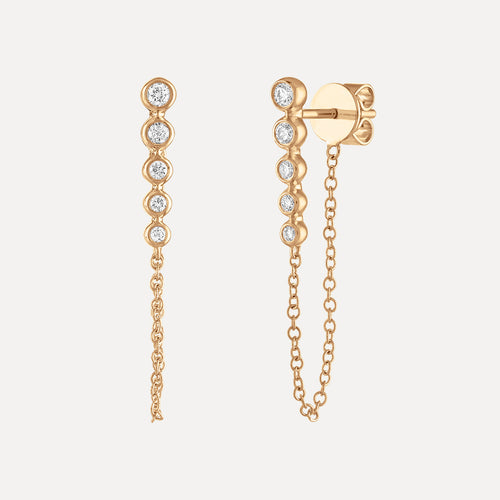 Graduated Diamond Bezel Chain Earrings