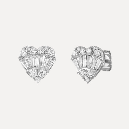 Mixed Shape Diamond Heart Earrings