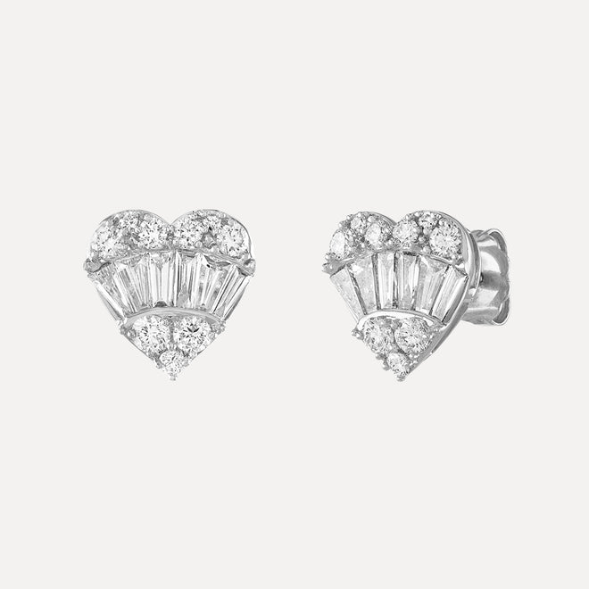 Mixed Shape Diamond Heart Earrings