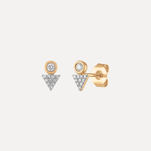 Diamond Bezel + Pave Triangle Studs