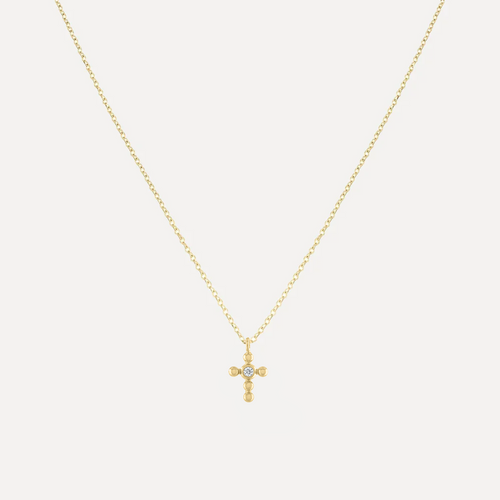 Diamond Accent Beaded Cross Necklace