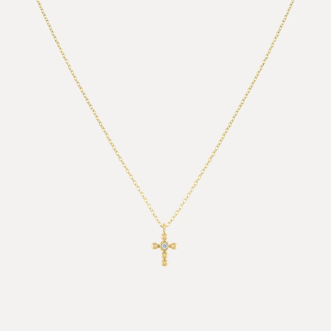 Diamond Accent Beaded Cross Necklace