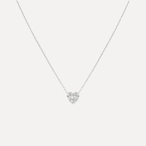 Mixed Shape Diamond Heart Necklace