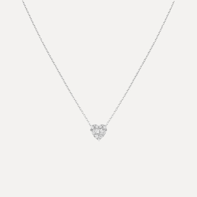 Mixed Shape Diamond Heart Necklace