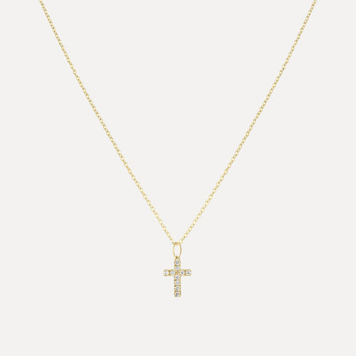 Mini Pave Cross Necklace