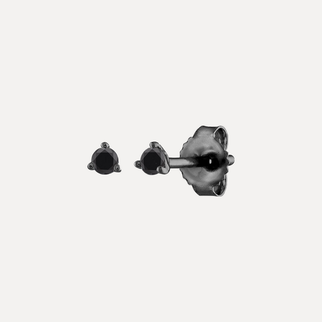 Three Prong Black Diamond Studs